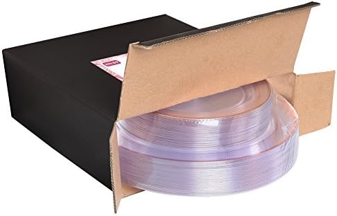 I00000 60 Pcs Rose Gold Plastic Plates, Premium Disposable Party Plates