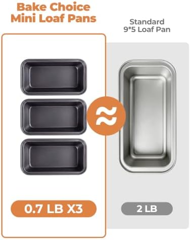 Bake Choice 4 Pack Mini Loaf Pans with 30PCS loaf liners