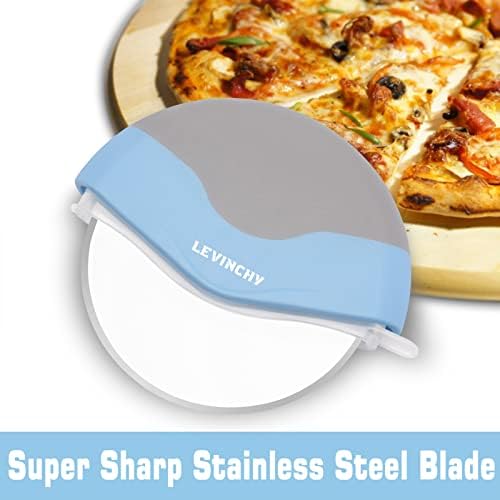 Pizza Cutter Wheel, Detachable Blade Easy to Clean, Ergonomic Pizza Slicer Cutter with Protective Blade Cover, Large Size, Blue