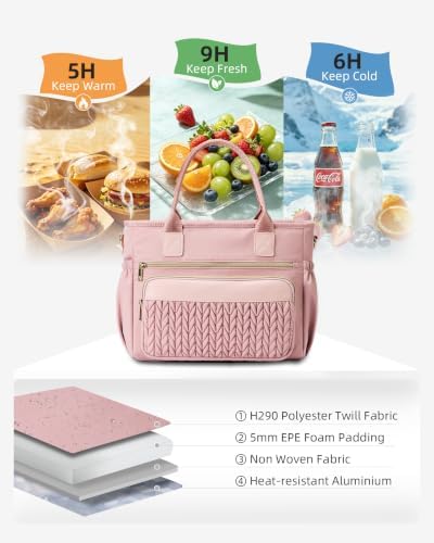 HSHRISH Lunch Bag Women Pink Insulated Lunch Box for College Women