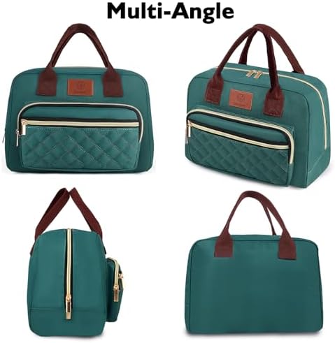 Genteen Lunch Bag Lunch box for Women men Insulated Tote LunchBox for Adult Women Men Reusable Lunch Box with Front Pocket for Work, Picnic or Travel-18 Cans/14 Liters - PURPLE/LAKE GREEN