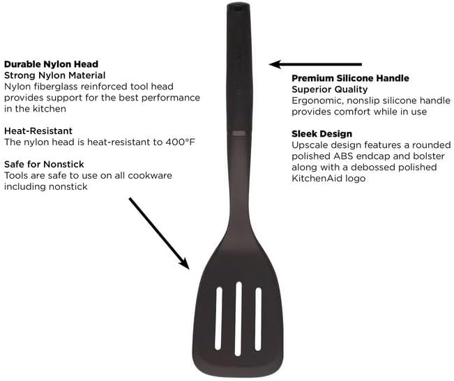 KitchenAid Classic Nylon Slotted Turner,13.66-Inch,Black,(Pack of 12)