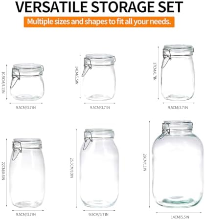 5 Pack 25oz Food Storage Jars with Airtight Lids, Preserving Seal Wire Clip Fastening Glass Containers, Canisters for Kitchen Organization, Flour, Cereal, Pasta, Sugar, Beans, Pickling Jars(25 Oz*5)