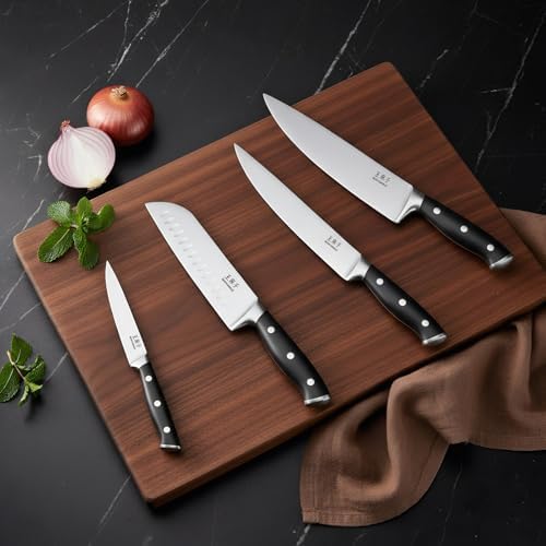 WANGMAZI 15‑Pcs Knife Block Set, High Carbon Steel, Black Pro