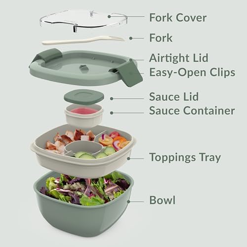 Bentgo Salad Container, Lunch Bowl with 4-Compartment Toppings Tray, 54 oz