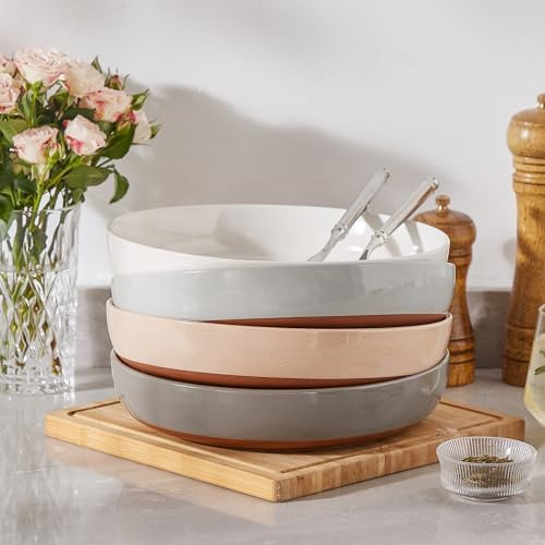MALACASA 48 Oz Pasta Bowls Set of 4, Stoneware Dinner Bowls, Multicolor