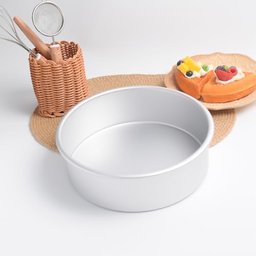 9 Inch Cake Pan, Aluminum Round Cake Baking Pans Tins For for birthday cake party cake, Non-Toxic, Only Handwasher.Silver(9×3 round Cake Pan)