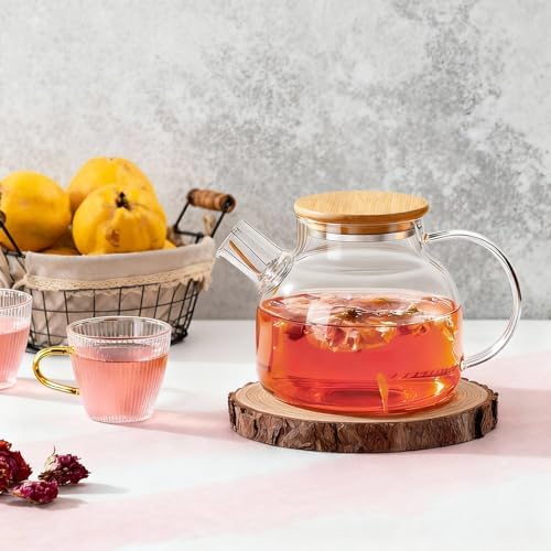 PARACITY Glass Tea Kettle Stovetop, Clear Glass Teapot with Infuser, 34oz
