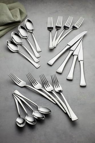 Lenox Portola Flatware Collection, 18/10 Stainless Steel Flatware & Silverware, Dinner Knife Set, 4-Piece