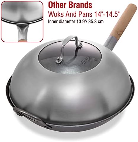 YOSUKATA Premium Stainless Steel Wok Lid 13.6 Inch For 14 In Wok