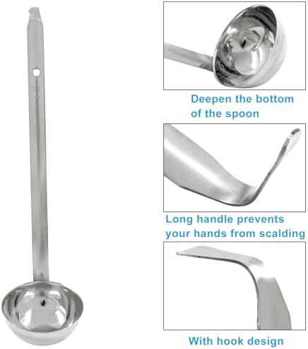 Piutouyar 3 Pcs 3 oz Soup Ladle Set with Long Hooked Handle