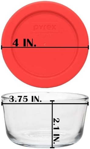 Pyrex Simply Store 1 Cup Single Glass Food Storage Container, Plastic Lid