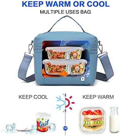NOL 8L Insulated Lunch Bags for Women Cooler Bag Lightweight Nylon Waterproof Lunch Box For Work(Medium(normal), Dusty blue