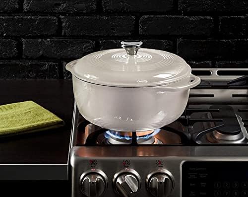 Lodge Essential Enamel Cast Iron Dutch Oven, 3 Quart, Oyster White