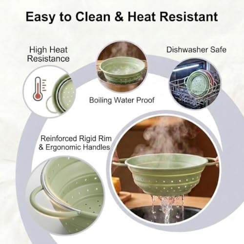 Collapsible Silicone Colander Set of 3, Tongs Included