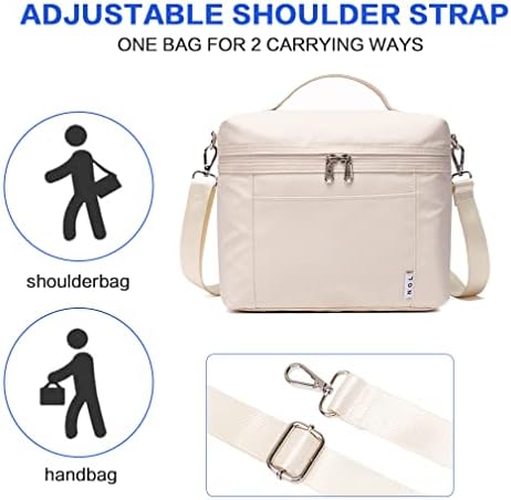 NOL 8L Insulated Lunch Bags for Women Cooler Bag Lightweight Nylon Waterproof Lunch Box For Work(Medium, Cream)