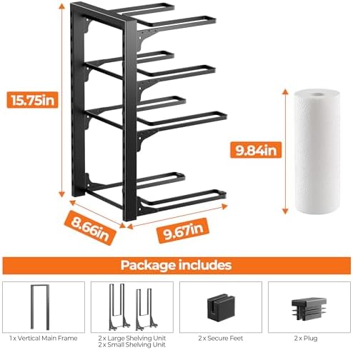 MUDEELA Pot and Pan Organizer Under Cabinet 15.75", 4-Tier Pot Rack, 1 Pack