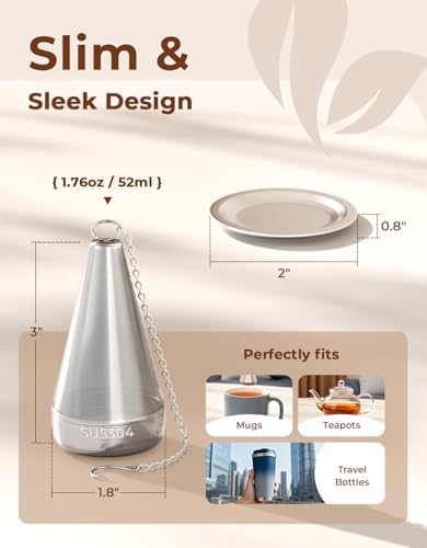 2 Pack 304 Stainless Steel Cone Tea Infuser for Loose Leaf Tea