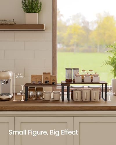 SONGMICS Cabinet Organizer Shelf, Set of 2 Spice Rack, Kitchen Storage