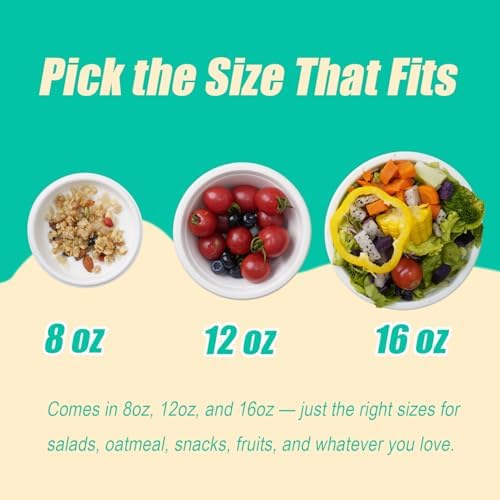 JINVOGREEN 200 Count 8 oz Paper Bowls, Small Compostable Bowl, White