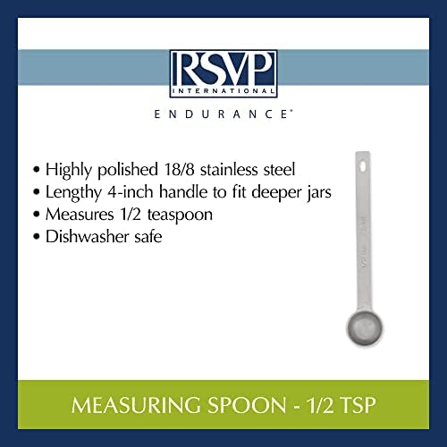 RSVP International Endurance Kitchen Collection Open Stock Measuring Spoon, Stainless Steel, Dishwasher Safe, 0.5-Teaspoon