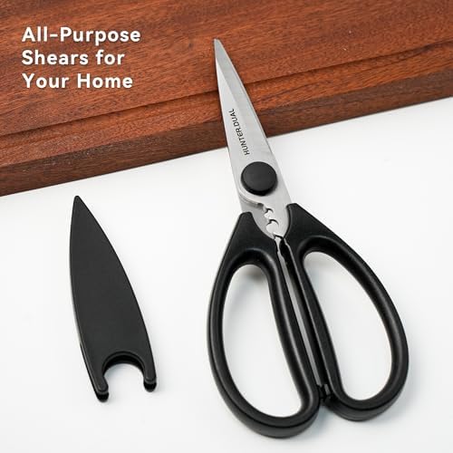 Kitchen Scissors for Food, HUNTER.DUAL Heavy Duty Come Apart Poultry Shears for Cooking, All Purpose for Cutting Chicken, Meat, Fish & Vegetables (Black, 8.26 Inch)