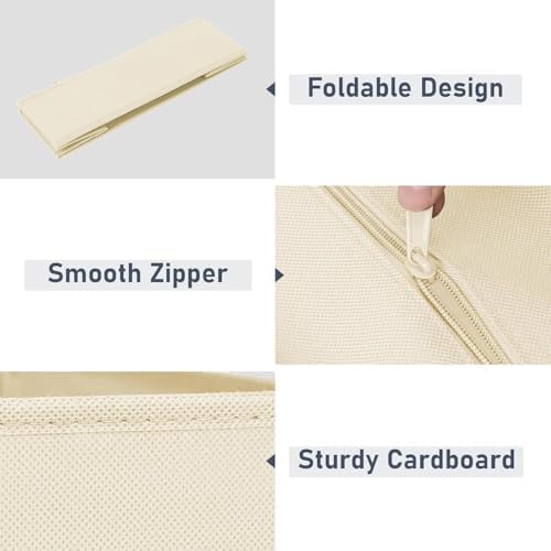 DIMJ Drawer Organizer Clothes 10 Pack - Foldable Baby Organizers and Storage & Dresser Organizer for Bedroom, Closet - Nursery Organization Dresser Dividers for underwear, Sock,Bra, Belt, Tie, Beige