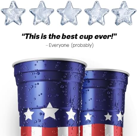Top Cup Aluminum Party Cups, Americana Cup, 12oz, 50 Count