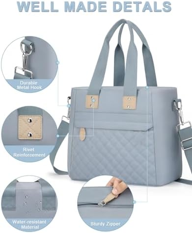 Capolo Lunch Bag for Women Large Insulated Lunchbox Tote Reusable,L-Blue