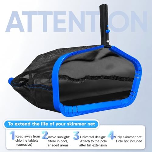 Pool Skimmer Net Leaf Rake for Above Ground Pool, 17.5 Inch(No Pole)