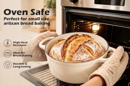 Leonyo 2Quart Small Enameled Cast Iron Dutch Oven with Lid,Light Sandalwood
