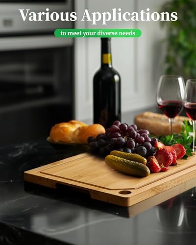 Kitsure Bamboo Cutting Board for Kitchen, Medium, Natural