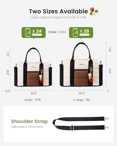 LOVEVOOK Insulated Women Lunch Bags for Work with Cup Holder & Wide Opening