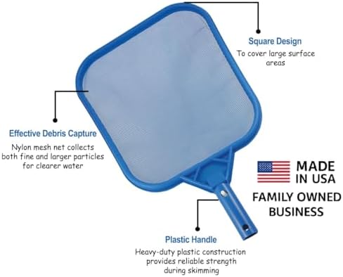 JED Pool Tools 40-364 Basic Skimmer Head – Heavy-Duty Pool Skimmer Net Head for Spa, Hot Tub, Stock Tank Pool, Small Pool & Aquarium Cleaning