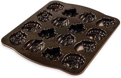 Nordic Ware Autumn Cakelet Pan, 3-Cup, Bronze
