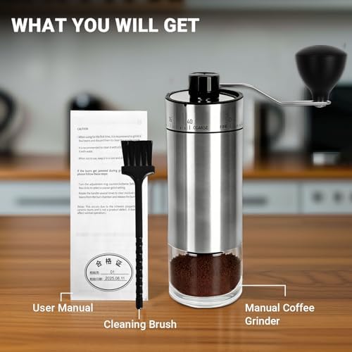 CEVING Mini Manual Coffee Grinder With 40 Adjustable Settings, Black