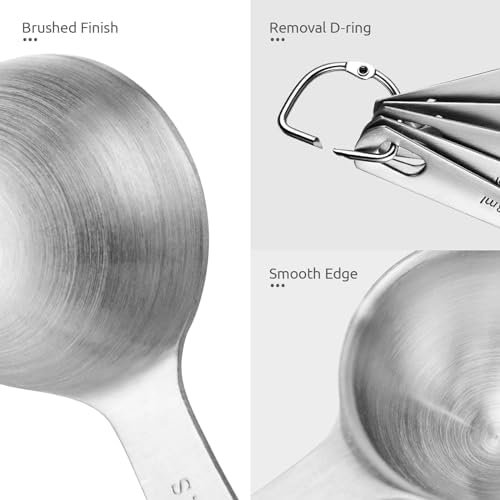 U-Taste 18/8 Stainless Steel Measuring Spoons Set of 5, Teaspoon Tablespoon