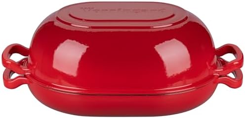VORRINGARD Enameled Cast Iron Sourdough Bread Oven, Dutch Oven, Loaf Cast Iron Bread Pan for Homemade Bread Baking, Meatloaf Pan with Lid, 7QT, Red