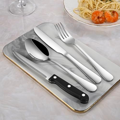 24 PCs Silverware Set Service for 4, Kitchen And Dining Eating Utensils Set