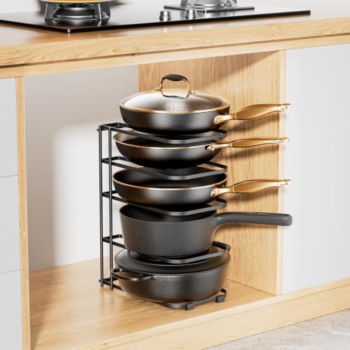 ORDORA 5-Tier Pot and Pan Organizer 13.6", No Assembly Cookware Rack 1-Pack