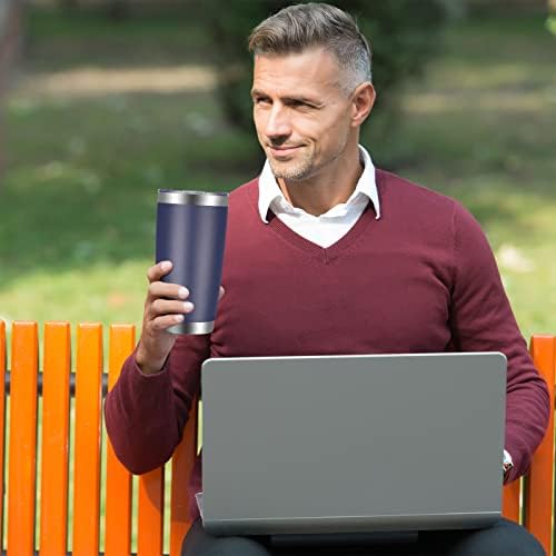 VEGOND 20oz Tumbler with Lid and Straw Stainless Steel Tumbler Cup Vacuum Insulated Double Wall Travel Coffee Mug Powder Coated Coffee Cup, Navy Blue, 1 Pack