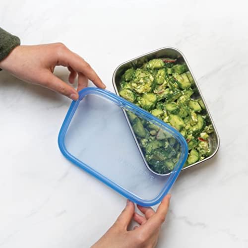 U-Konserve 45 oz Stainless Steel Food Container Bento Box Blue Silicone Lid