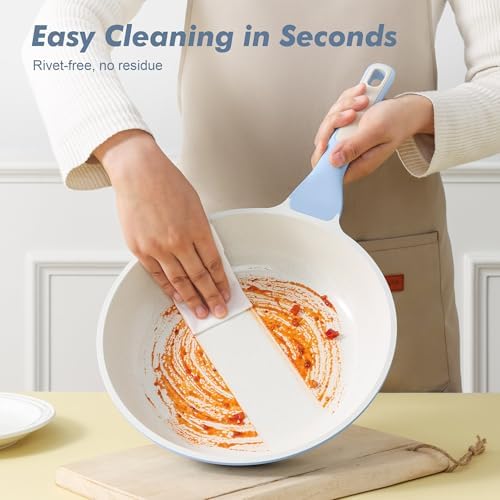 SENSARTE Nonstick Ceramic Frying Pan 8-Inch, Healthy Non Toxic Skillet, Induction Compatible Omelet Pan with Heat Resistant Handle, PFAS-Free, Blue
