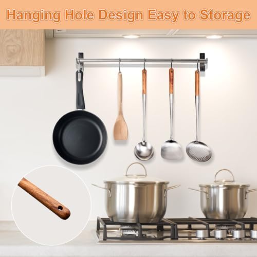 FJNATINH Wok Spatula and Ladle,Skimmer Ladle Tool Set, 17inches Spatula for Wok, 304 Stainless Steel Cooking Utensils