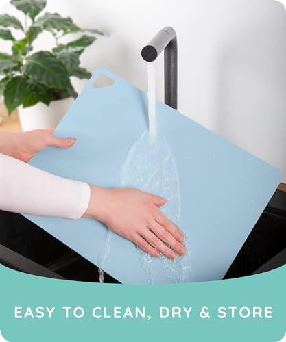 Extra Thick Flexible Cutting Boards for Kitchen, Cutting Mats for Cooking, Colored Cutting Mat Set, Non-Slip Cutting Sheets, Flexible Plastic Cutting Board Set of 3, Serving Utensils 15"x12"