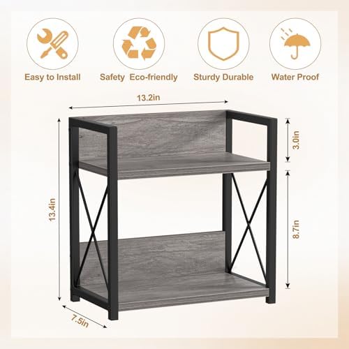 Giikin Countertop Shelf Organizer, 2 Tier Coffee Organizer for Desktop, Grey Counter Shelf Spice Rack for Kitchen (Grey, M)