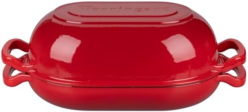 VORRINGARD Enameled Cast Iron Sourdough Bread Oven, Dutch Oven, Loaf Cast Iron Bread Pan for Homemade Bread Baking, Meatloaf Pan with Lid, 5QT, Red