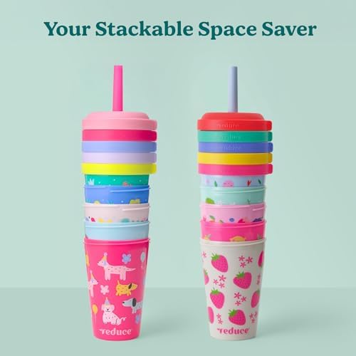 REDUCE GoGo's Kids 10-Pack 12oz Tumbler Cups with Lids & Spill-Proof Straws
