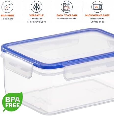 Tribello 68 oz Airtight Food Storage Containers with SnapTight Lids – Clear, Stackable, BPA-Free Meal Prep Containers for Kitchen, Freezer & Pantry – 3-Pack