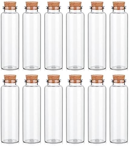 TOBWOLF 12PCS 50ml / 1.7oz Glass Spice Bottles, Silica Glass Seasoning Jars with Cork, Empty Spice Containers Seasoning Bottles, Small Spice Containers Organizer for Home Kitchen, Outdoor Camping, BBQ